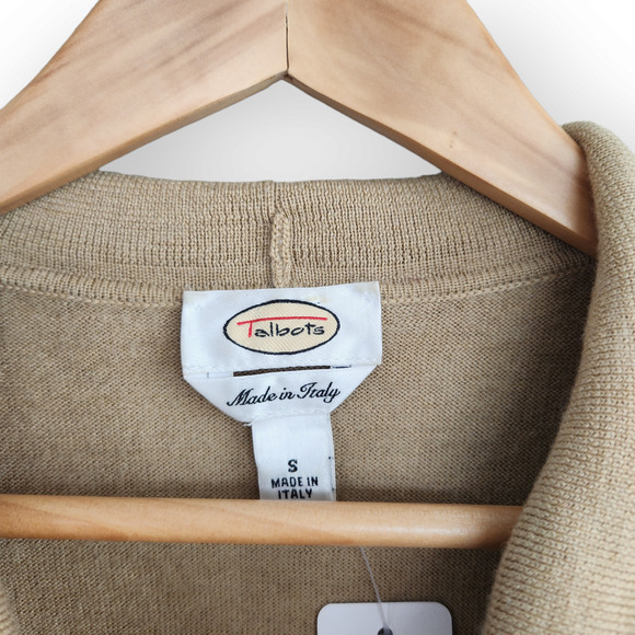 Talbots Tan Merino Wool Long Sleeve Cowl Neck Sweater Top S - Picture 3 of 9